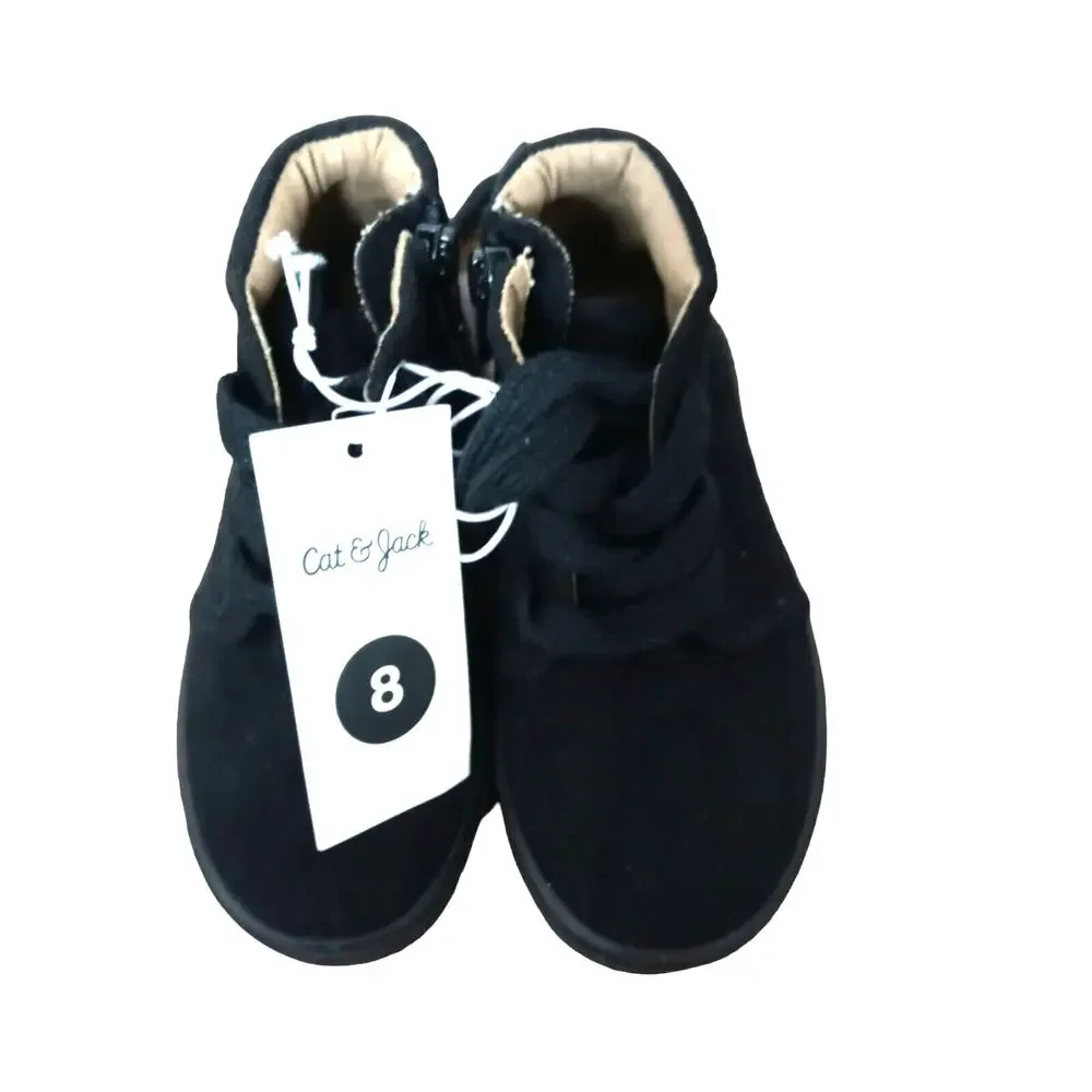 Cat Jack Toddler Boys Size 8 Black Mid Top Sneakers Boots Dress Casual Shoes